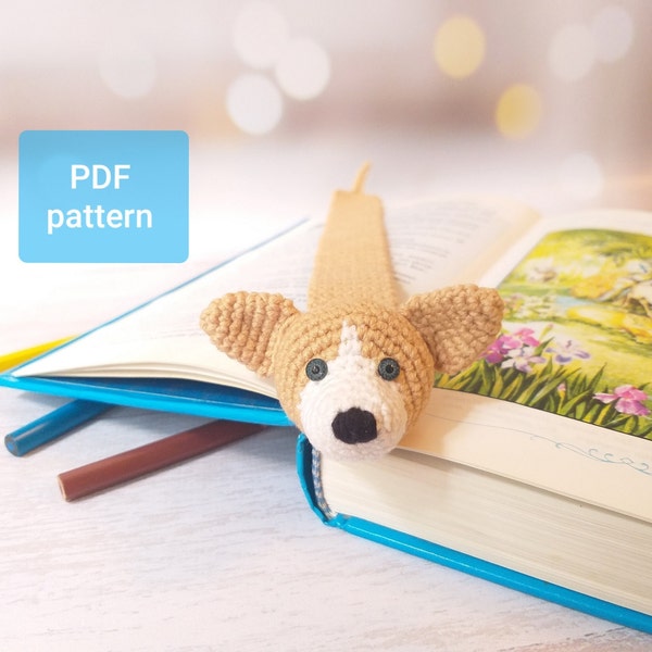 Crochet bookmark dog Pattern, corgi crochet tutorial PDF, Amigurumi dog DIY for kids, crochet puppy digital download