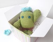 Cactus keychain funny gift for friends, Amigurumi flower cute car accessories, crochet succulent for kids, stepdad gift, stocking stuffers