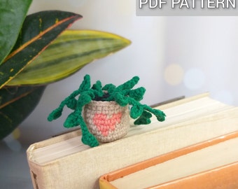 Crochet plant bookmark pattern, Amigurumi plant pot Valentine crochet pattern, crochet leaf cottagecore DIY digital download