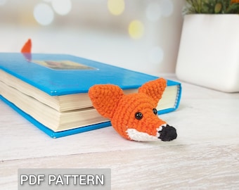 Fox Crochet Bookmark Pattern, Amigurumi Animal reading gift