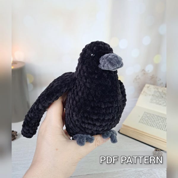 Crochet Raven Pattern - Emotional Support Amigurumi Plush Toy PDF Pattern