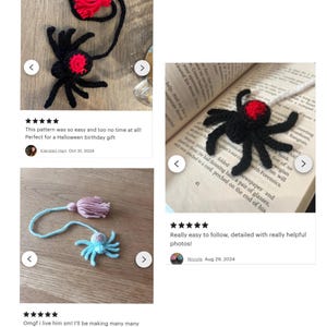 Gehäkelte Lesezeichen Spinne Muster, Halloween Amigurumi, creepy häkeln DIY Bild 10