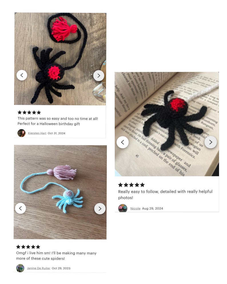 Gehäkelte Lesezeichen Spinne Muster, Halloween Amigurumi, creepy häkeln DIY Bild 10