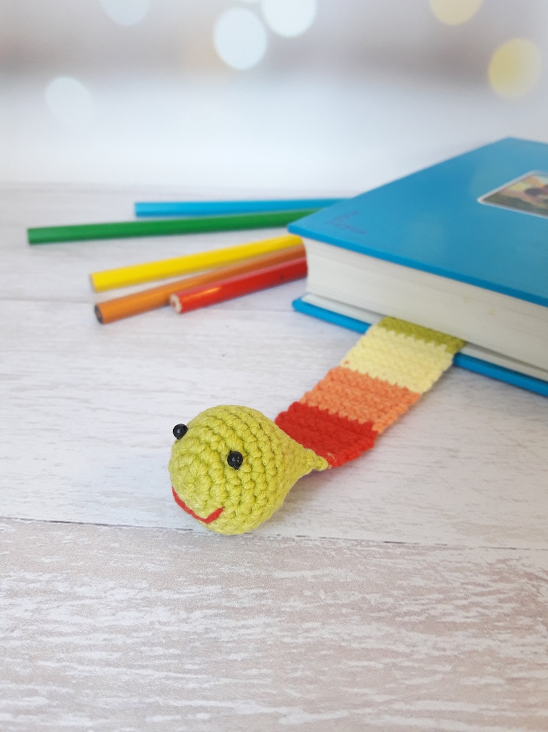 Crochet Worm Pattern for Beginner Rainbow Bookmark PDF - Etsy