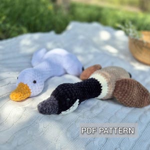 Crochet Goose no sew patterns: Canada Goose, Snow Goose, bird plush baby gift pattern