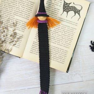 Padrão de marcador de livro de bruxa em crochê: Amigurumi de Halloween DIY