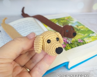 Wzór na szydełkową zakładkę do książki z psem, szydełkowanie dla początkujących labradorów, amigurumi dla dzieci