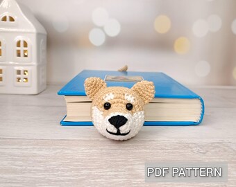 Patrón de marcapáginas de perro a crochet, Shiba Inu Amigurumi, regalo para amantes de los perros