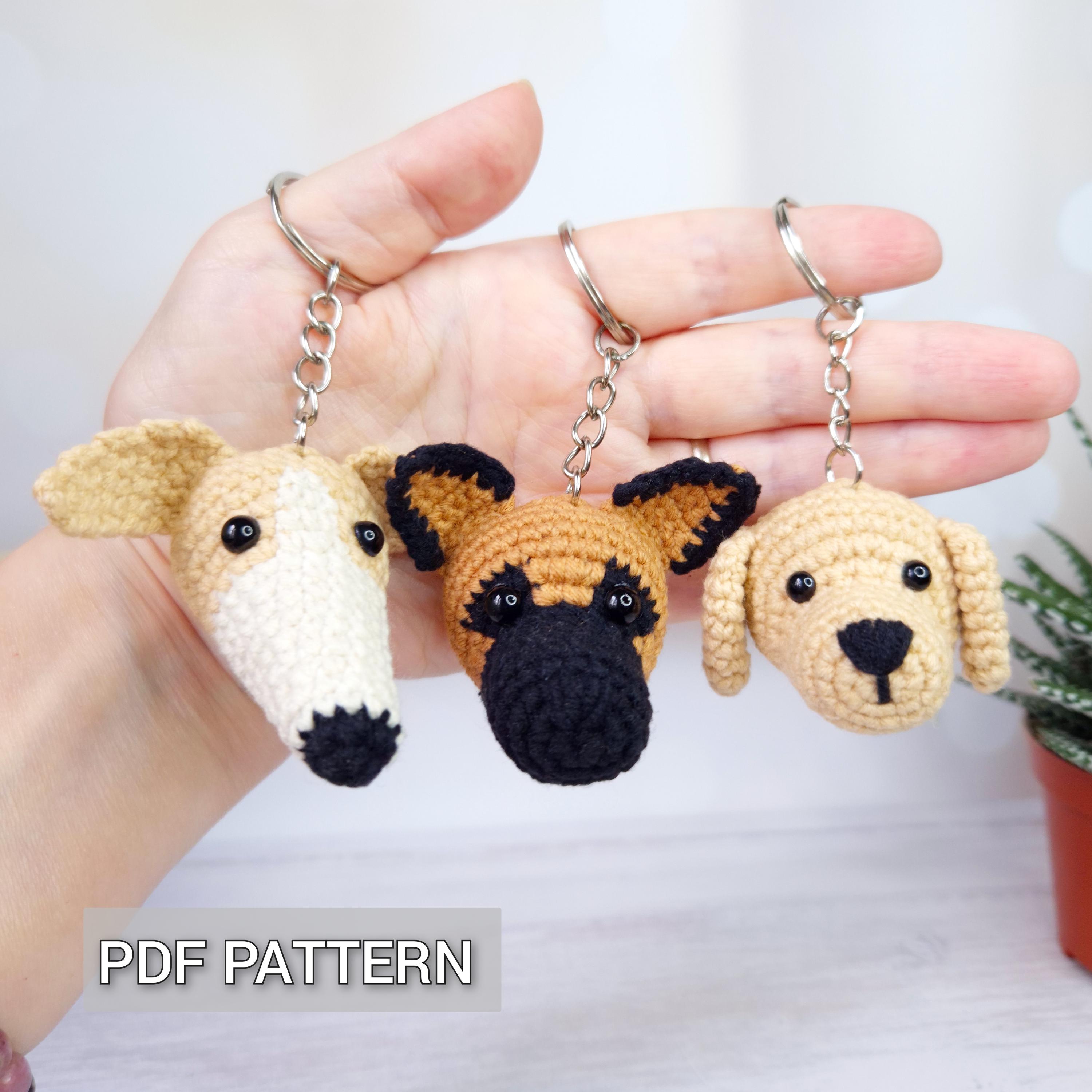 Crochet Dog Keychain Pattern Pack PDF: Labrador, Greyhound, German