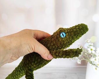 No sew Alligator Crochet Pattern PDF, Plush Crocodile Amigurumi, crochet DIY for Kids Gift