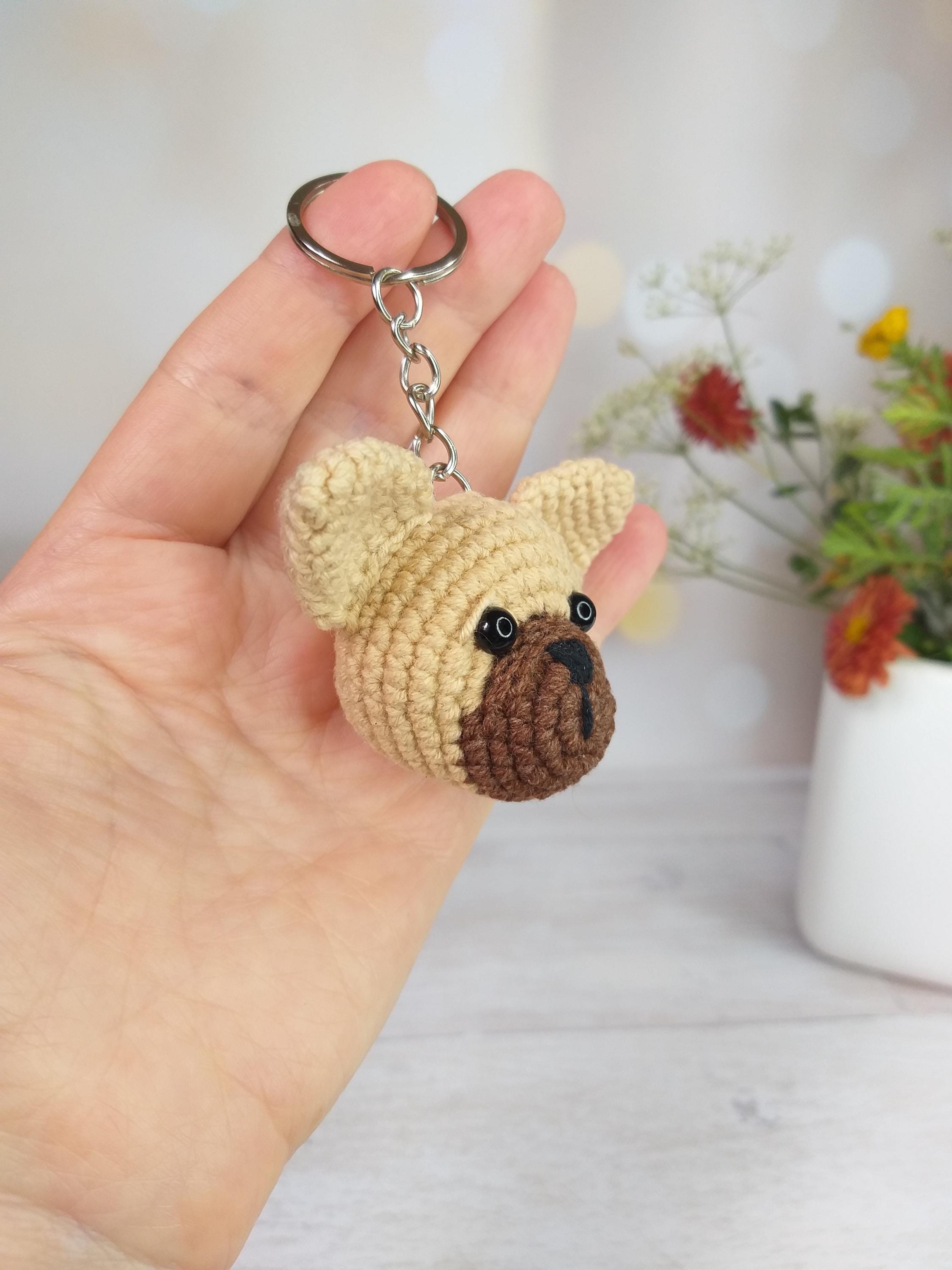 French Bulldog Crochet Dog Keychain Pattern, Amigurumi Mini
