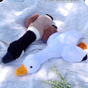 Crochet Goose plush patterns: Canada & Snow Goose, no sew bird pattern for baby gift