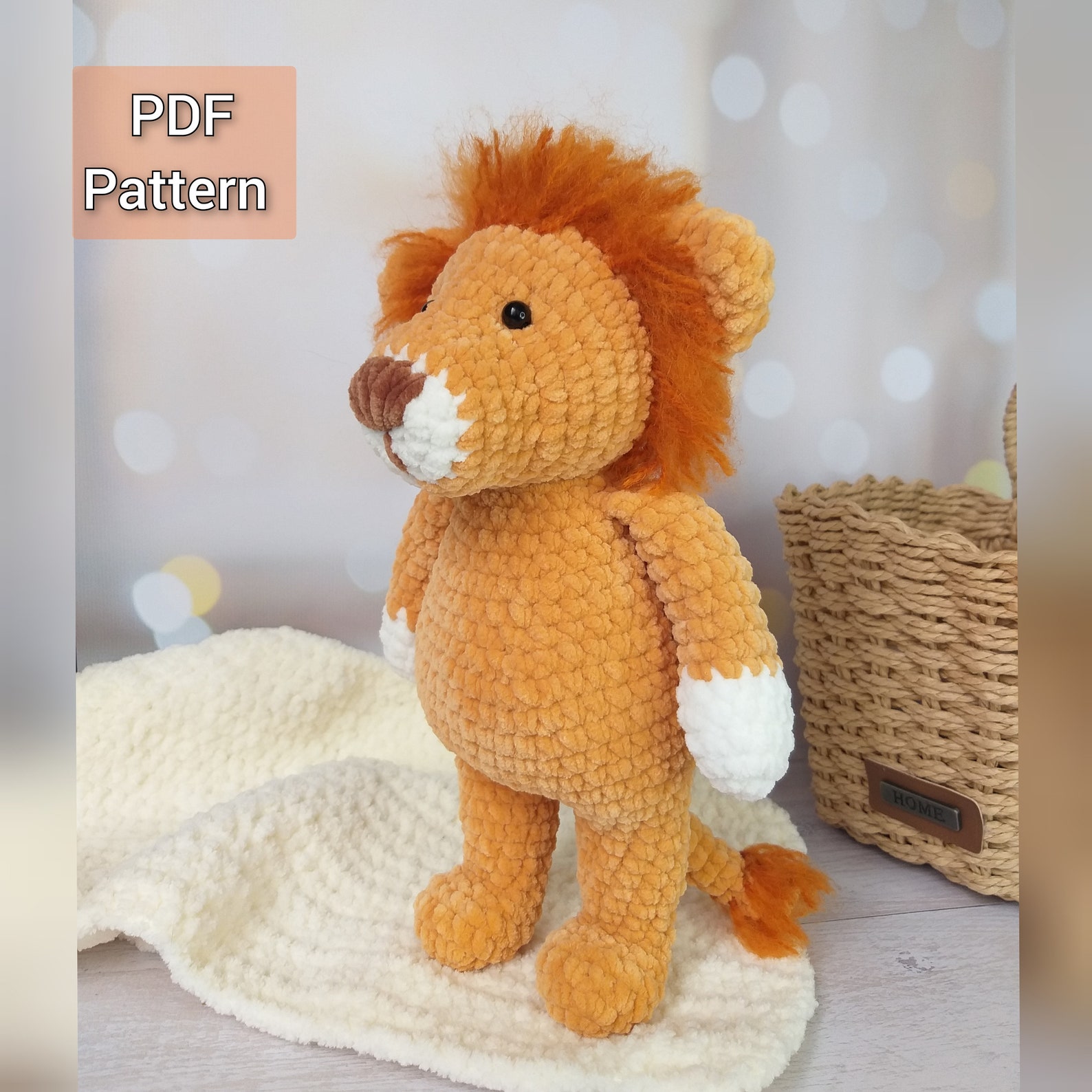 Crochet Lion Plush Pattern PDF, Amigurumi Safari Animal Tutorial, Soft ...