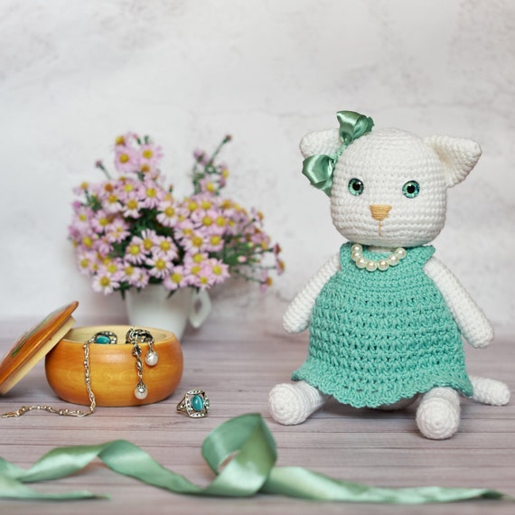 Cat Crochet Pattern: Amigurumi Kitten Doll in Dress