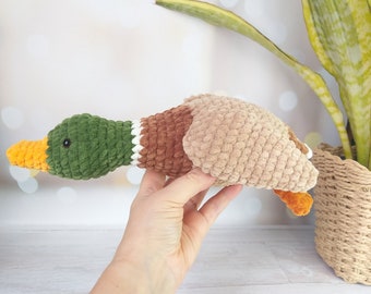 かぎ針編みのアヒルのパターン、ぬいぐるみのマガモ、あみぐるみの
