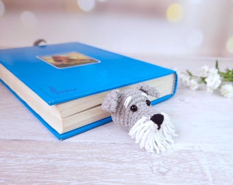 Patrón de ganchillo de perro Schnauzer, marcapáginas, tutorial de amigurumi para regalo de mamá perruna