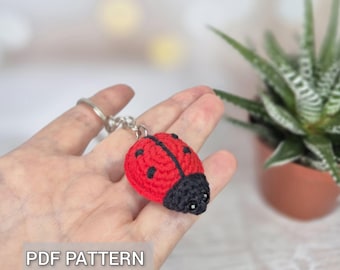 Patrón en PDF para llavero de mariquita de ganchillo, insecto amigurumi, regalo fácil y rápido para mamá.