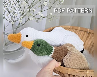 Virkmönster: gräsand, gåsplysch, Amigurumi fågelhandledning, snögås DIY