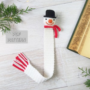Snowman crochet bookmark Pattern, Christmas Amigurumi snowman ornament, crochet pattern snowman decoration