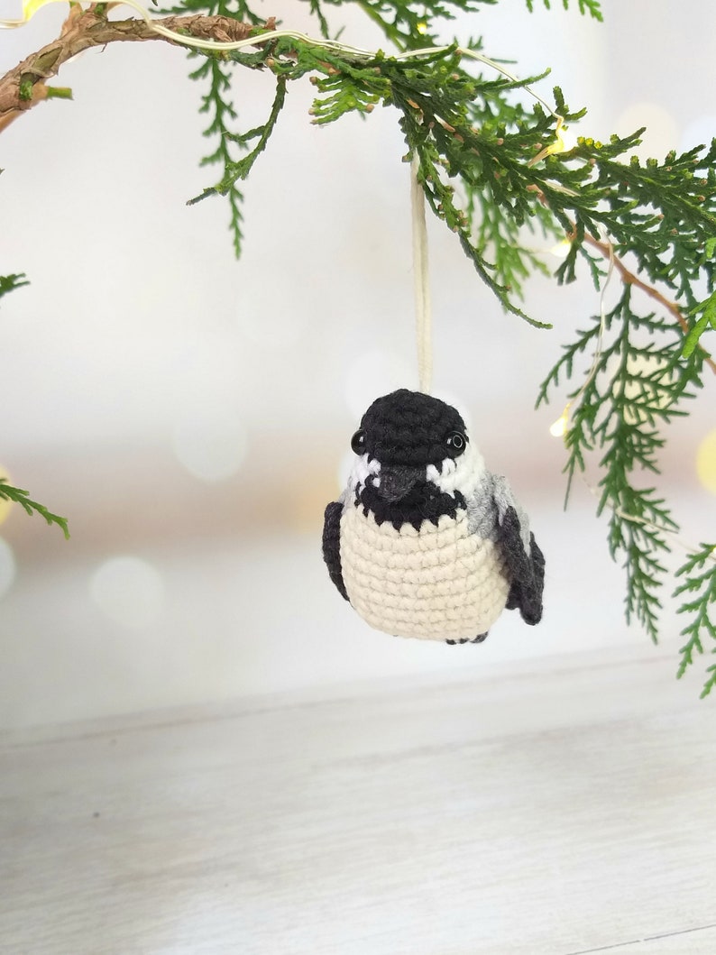 Chickadee Bird Crochet Pattern, Christmas Amigurumi Tutorial, Black ...