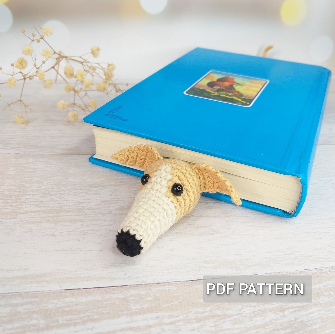 Crochet Dog Bookmark Pattern Greyhound, Amigurumi Bookmark Pattern