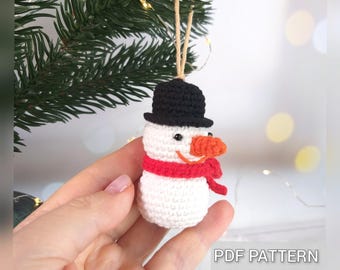 Snowman crochet pattern, Christmas Ornament, Amigurumi Snowman, Tree Decor