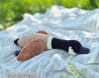 Crochet Canada goose Pattern, bird plush no sew amigurumi DIY