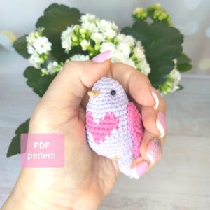 Bird Crochet Pattern Mother&#39;s day DIY Amigurumi tutorial, tree ornament DIY, Valentine home decor