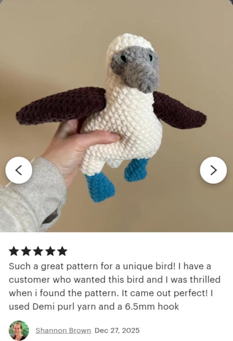 Crochet Bird Plush Pattern Blue-footed Booby, Amigurumi Sea Animal, western crochet decor image 11