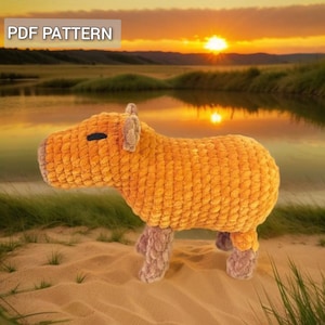 Capybara plush crochet Pattern PDF, Amigurumi crochet animal DIY for kids, soft toy pattern