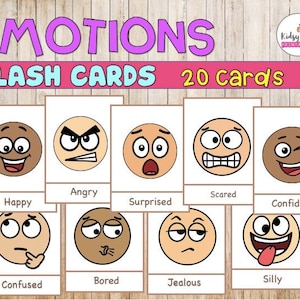 Emotions Flashcards Feelings Cards Montessori Printable Learning Resources Toddler Flash Cards  Emotion Cards Homeschool Activity