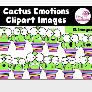 Cactus Emotions Clipart Images,Feelings Clipart,Instant Download,Commercial Use,Body Language,Emotions, Face Clipart, Behaviour Clipart,