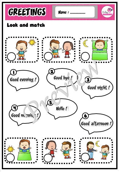 Greetings worksheet ESL worksheet ELL digital printable | Etsy