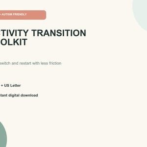 ADHD Autism Activity Transition Toolkit, Task Switching Visual Schedule, Change and Restart Planner PDF