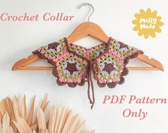 Instant Download - Crochet Granny Square Collar PDF PATTERN Only Handmade Detachable Peter Pan Vintage Quick Easy DIY Tutorial