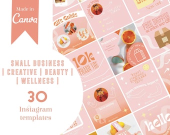 30 Instagram Templates for Small Businesses INSTANT DOWNLOAD | Social Media Branding | Post & Story Templates | Retro Beauty Canva Wellness