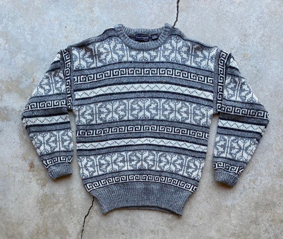 Vintage 80s Gray Wool Blend Sweater - image 1