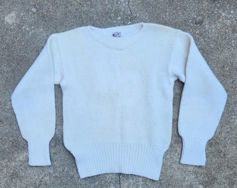 Vintage 60s Wool Cable Knit Varsity Sweater