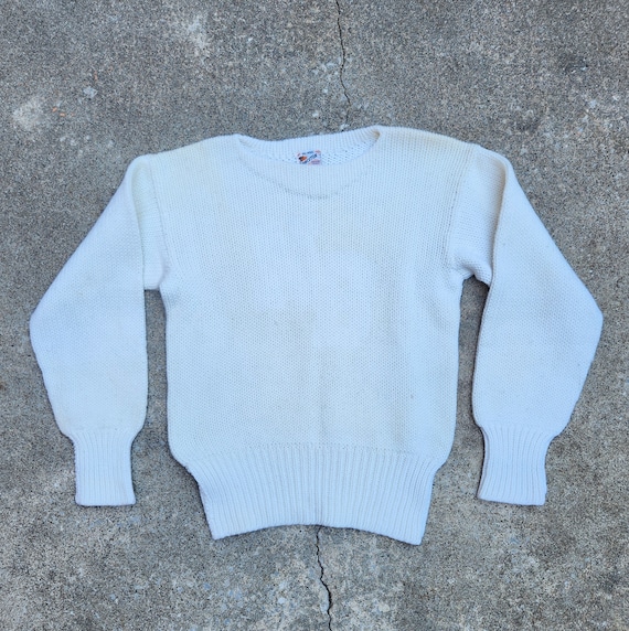 Vintage 60s Wool Cable Knit Varsity Sweater - image 1