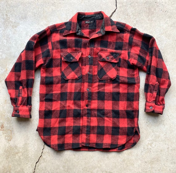 Vintage 50’s, Red, Plaid, MONTGOMERY WARD, Button… - image 1