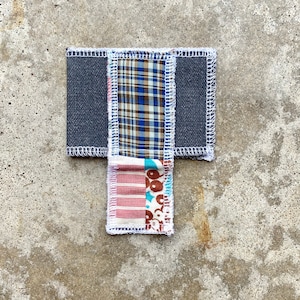 Vintage hecho a mano, edredón de los años 60, denim, billetera, soporte de tarjeta, estuche para tarjeta, regalos