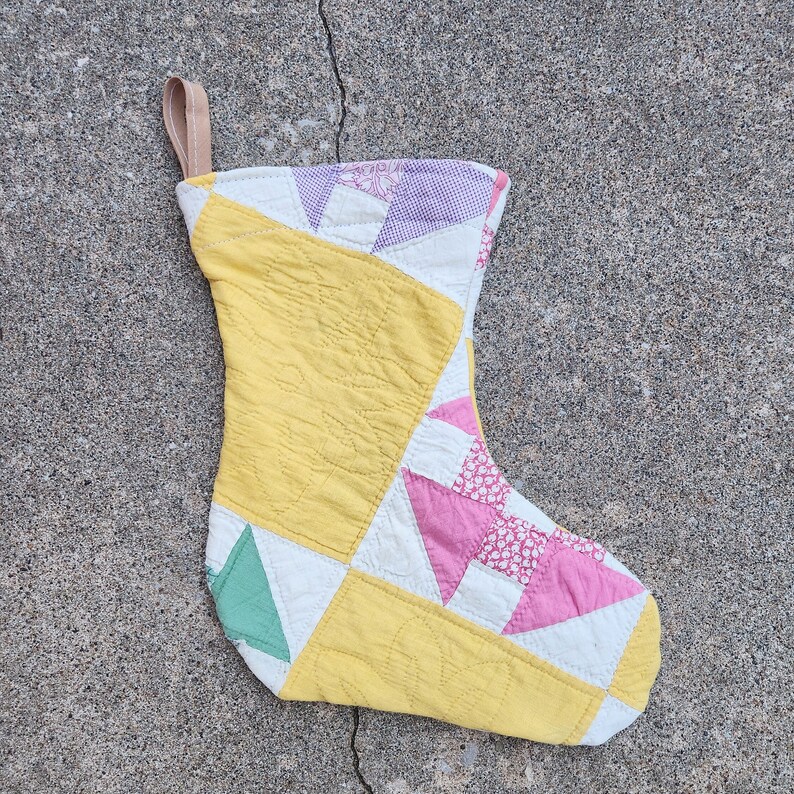 Vintage Upcycled Quilt Holiday Stocking