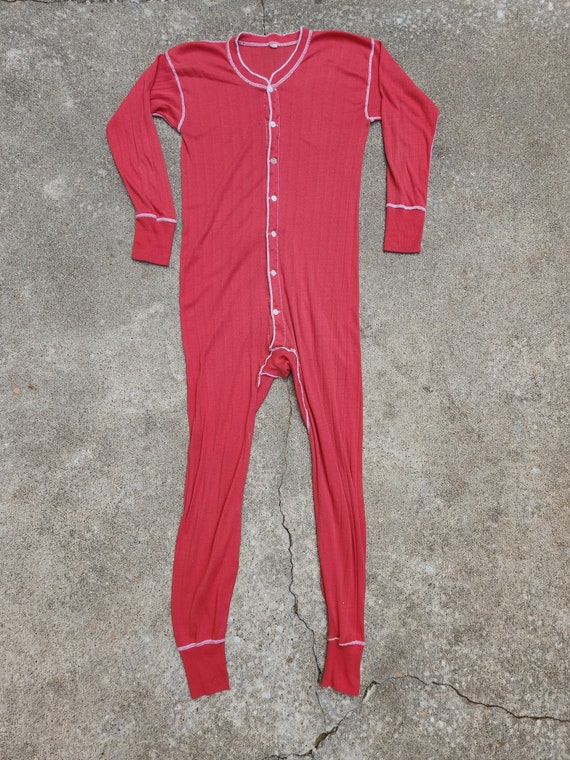Vintage 50's Red Union Suit Pajamas Long Underwear Etsy