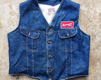 Vintage 80s Lee Storm Rider Sherpa Lined Denim Vest