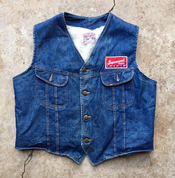 Vintage 80s Lee Storm Rider Sherpa Lined Denim Ve… - image 1