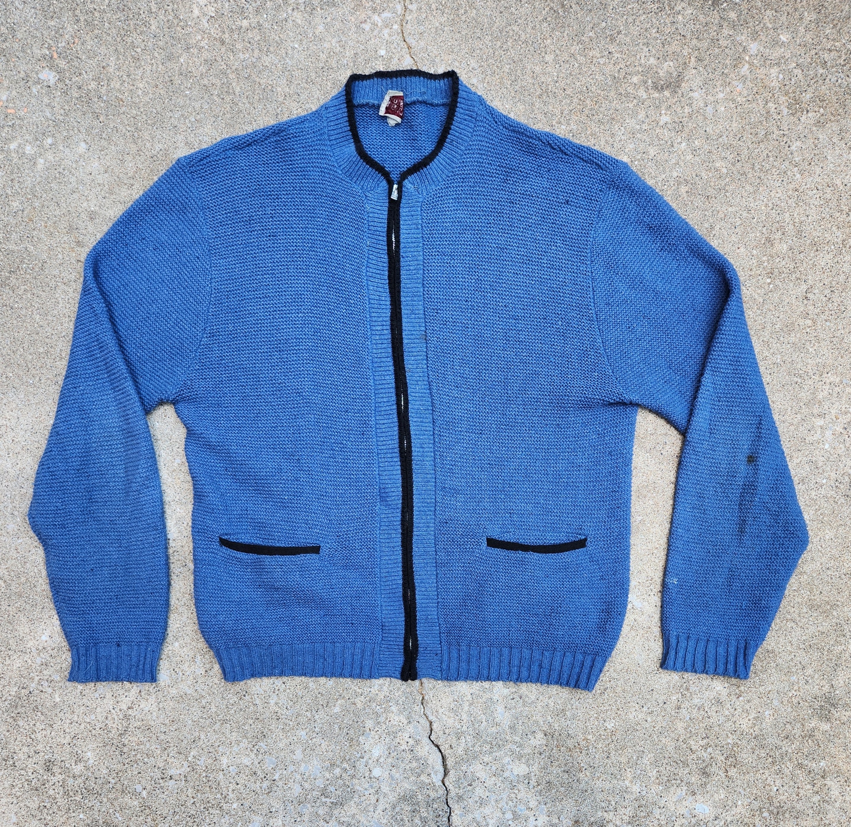 Vintage 60s Blue Zip-up Cardigan Sweater With Pockets - Etsy