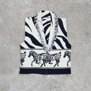 Vintage 90s, Zebra Print, Cotton Woven Vest