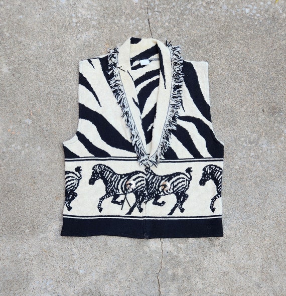 Vintage 90s, Zebra Print, Cotton Woven Vest