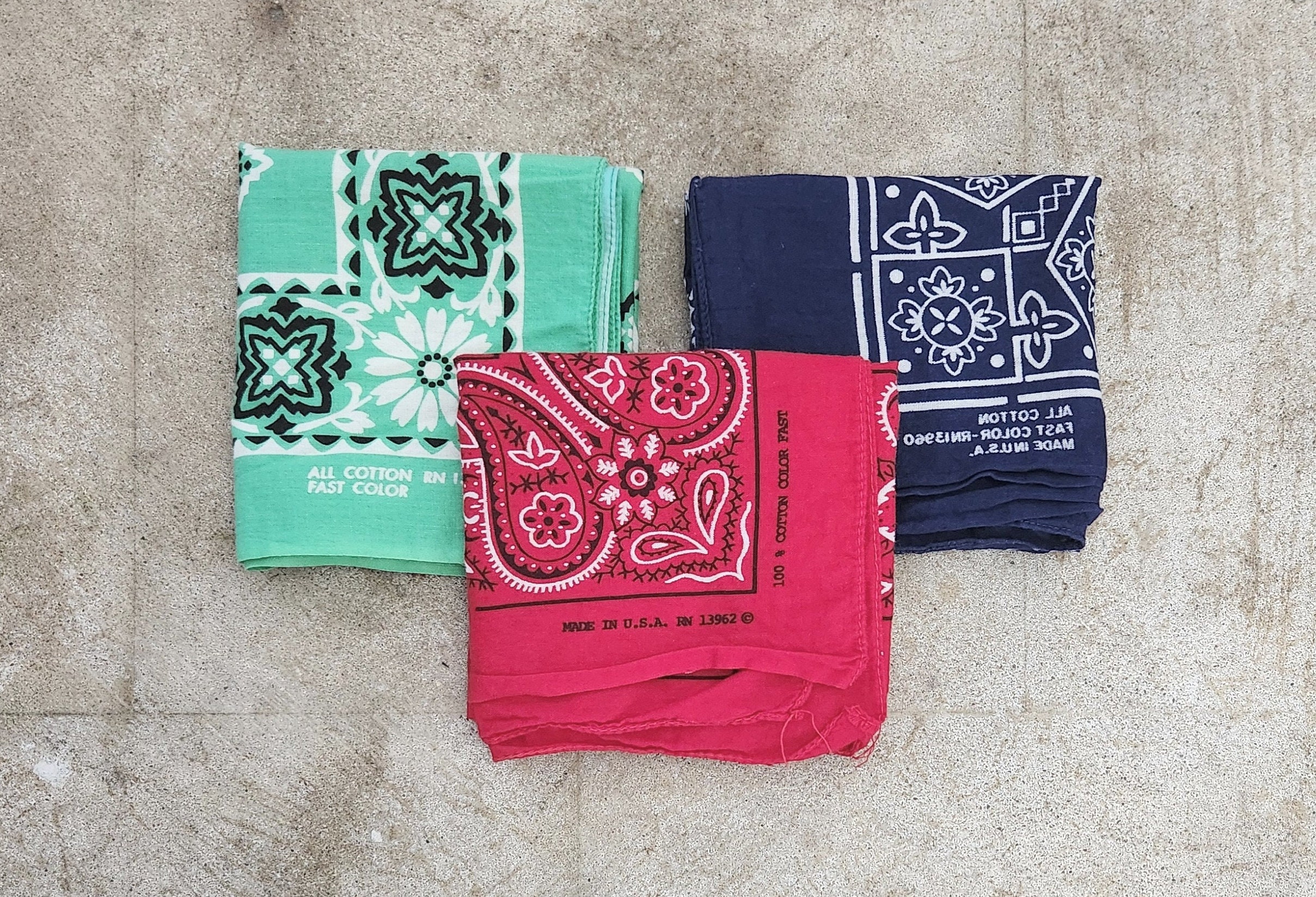 【特別セール品】 Vintage 60s Etsy - Bandanas USA in Made 3 of Lot 小物