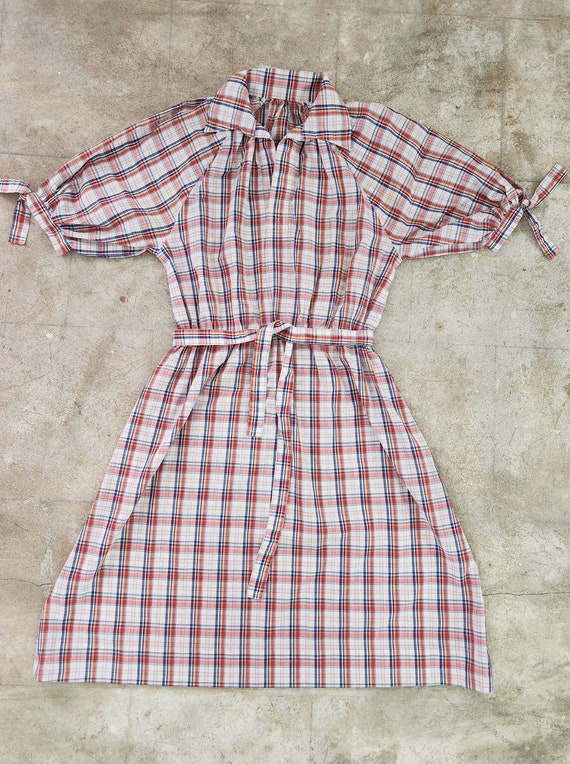 Vintage 70s Red Plaid Shirtdress With Pockets - image 1